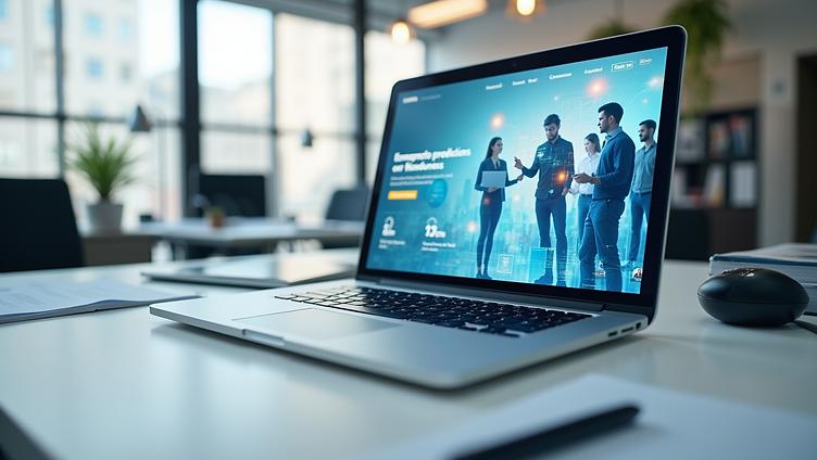"Professional business website design displayed on a modern laptop by Grover Vision, Website Designing Company in Faridabad."